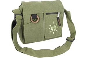 GURU SHOP Boho torba na ramię, hipisowska torba przeciwsłoneczna, vintage torba na ramię - słońce/brązowa, męska/damska, bawełna, 23 x 25 x 7 cm, alternatywna torba na ramię, torebka z materiału