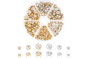 WADORN 180 Confezione Da borchie per Rivetti con Strass, 3 Misure Strass Nailhead Spikes Spots Borchie Metal Spikes Rivetti 6/8/10mm Nailhead Studs Artiglio Perline per Artigianato In Pelle Fai Da Te