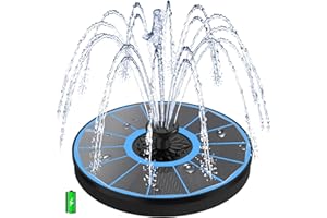 SZMP 3.5W Fontaine Solaire avec Batterie 2000mAh, 2025 Upgrade Solaire Flottant Extérieur Fontaine Pompe Bassin Solaire avec 8 Buses & 4 Tiges Fixes pour Bain d'oiseaux, Piscine, Jardin Fontaine