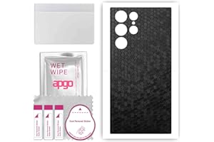 apgo Back Screen Protector, Skin, Compatible with Samsung Galaxy S23 Ultra, Rear Screen Protector Made of Vinyl Film, Scratch-Resistant, Easy Installation - Black Honeycomb