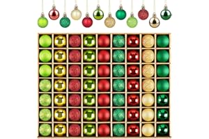 ‎HOMEWIT Weihnachtsbaumschmuck Rot Gold Grün, Homewit 63 Stück Mini Weihnachtskugeln, Klein Hängende Weihnachts Kugeln Dekoration Ornamente, Festliche Dekoration für Ihren Weihnachtsbaum