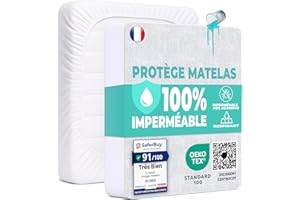 Flowen Protège Matelas 90x190 cm Alèse Impermeable Drap Housse en Coton et Microfibre Protection Lit pour Adulte et Bebe Alaise pour Incontinence Anti-Acarien Couvre-Matelas Pipi Lavable en Machine