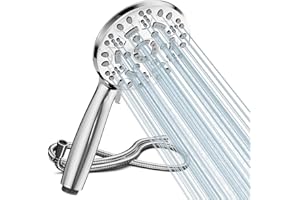 Cobbe Soffione doccia con tubo, doccetta a risparmio idrico con 8 tipi di getto, doccetta ad alta pressione, grande doccia a pioggia che aumenta la pressione (cromato)