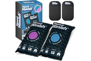 VapourVanish Reusable Dehumidifier Bags - Car Dehumidifier Moisture Absorber With Dashboard Anti-Slip Mats, Rechargeable Silica Gel Interior Dehumidifiers, Eliminates Foggy Windscreen - Home Wardrobe