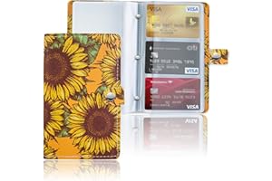 Czzmy Porta biglietti da visita, capacità 96 carte,in pelle ecologica(1-Girasole)