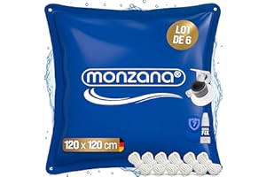 MONZANA® 6X Coussin de Piscine hivernage XL Corde PVC -20°C Double Couture 4 Oeillets Coussin Gonflable Oreiller Piscine Coussin Flottant Valve air
