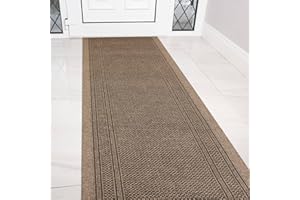 eXtreme Carpet Runner for Hallways, Kitchen, and Living Room | Sturdy, Washable, and Lightweight Custom Length Narrow Rug Runner | Non-Slip Rubber Backed 66cm Wide x 122cm Long Runner – Aztec Beige