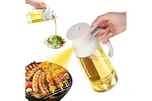 WUISOLQP Oil Spray Bottle 2 in 1 Oil Sprayer Olive Oil Dispenser 18.6oz/ 550ml Glass Cooking Oil Spray Bottle Leakproof Oil Container Vinegar Sprayer for Kitchen Air Fryer Salad Baking BBQ (White)