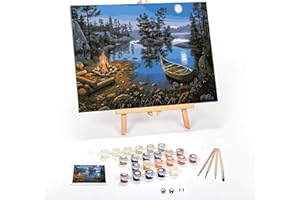 Ledgebay Malen nach Zahlen für Erwachsene: Zahlen-Malset für Anfänger bis Fortgeschrittene - DIY-Kunst- und Bastelprojekte - Kits Enthalten - Mondscheinbucht, 40x50 cm Gerahmt