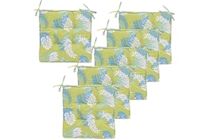 RACE LEAF Garden Chair Cushions,Chair Pads,Seat Pads for Dining Chairs,Cover Indoor Outdoor Seat Pad Cushions,for Your Living Room, Patio,Car,And More (square Pack of 6, green)