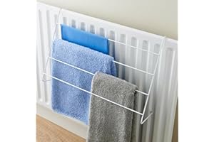 VIVO TECHNOLOGIES 4-Tier Radiator Airer for Efficient Clothes Drying Metal Towel Holder Rack for Hanging Lightweight Towels and Laundry | Long-Lasting Durability | Space-Saving Clothes Airer Laundry Dryer Rail 1 Pack