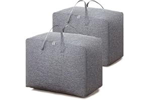 MR HSIUNG & MRS YIN Clothes Storage Bag, Duvet Storage Bags King Size, Storage Bags for Comforters, Clothes, Quilt, Blankets, Bedding, Duvet Bags, Underbed Storage Bags with Zips, Foldable, No-smell,2pcs-75L