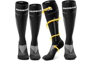 CAMBIVO Calze Compressione Graduata Donna Uomo 2 Paia, Calze Elastiche a Compressione 20-30mmHg, Calze Antitrombo, Gambaletti Compressione Calzini Contenitive per Vene Varicose, Aereo, Sport, Corsa