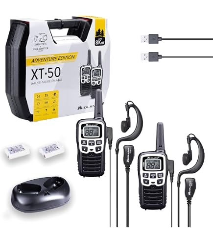 Midland BR02 Pro Z C1524 – Set 2 Walkie Talkie Professionali 32 Canali PMR446 Con Cuffie E Batterie 2000mAh Fino A 24 Ore
