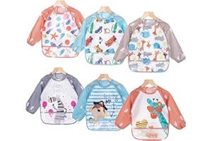 ElecMotive Waterproof sleeve bib, baby bib, children's apron, recommended for children aged 0-3 years