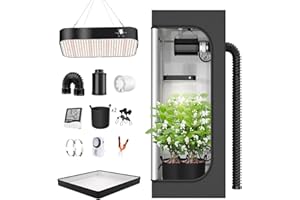 TOPRON Growzelt Komplettset Anbau Set mit 200W LED Vollspektrum Grow Lampe Dimmbar, 60x60x120cm GrowZelt Kit Komplettes Hydroponics Grow Tent Complete Set(60x60x120cm)