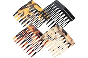 Telooco 4Pcs French Comb Hair Combs Slides for Women French Combs for Hair Decorative Retro Small Decorative 9-Tooth Strong Hold Clips Bun Portable