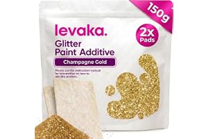 Levaka 150g Champagneguld Glitterfärg Tillsats - 2 x Poleringskuddar Ingår - Bladas med Emulsionsfärgar för ett Perfekt Självlysande Lackering på Interiör eller Exteriör på Väggar, Tak eller Trä