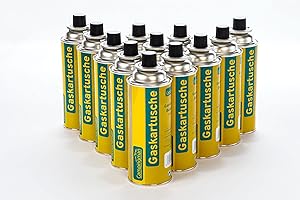 Campingman 12 Stück Gaskartusche 227g Butan Gas mit Ventil Universal Butangas Campingas für Gaskocher Gasheizung