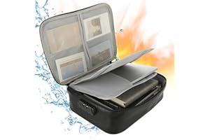 AHAQU 3-Layer Fireproof Document Box, Water Resistant Document Bag with Lock, Portable Large Document Organizer Box for Important File Storage, Certificates, Passport, Legal Documents, Deed- Black