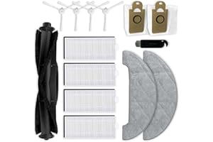 liveryde Pièces de Rechange compatibles avec Les aspirateurs Robot HONITURE Q6 Pro, Imou L11 Pro, Airrobo T10+ : 1 Brosse rotative, 4 brosses latérales, 4 filtres, 2 serpillière, 2 Sacs à poussière
