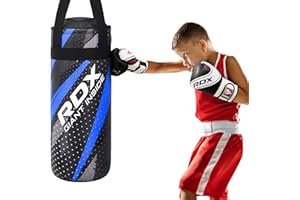 RDX Kids Punch Bag with Gloves, Junior 2FT Filled Hanging Set, Maya Hide Leather, MMA Muay Thai Punching Kickboxing Taekwondo Karate Training Grappling Workout Fitness, Youth Children, Boys Girls Gift