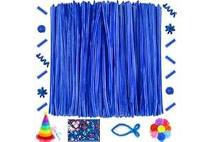 OUYIWEIMAOYI 200 Pcs Bastoncini in ciniglia, Scovolini colorati，Steli di ciniglia decorativi,Decorativi in ciniglia Per Artigianato fai da te, Decorazioni, Natale,Creativi lavoretti (Dark Lake Blue)
