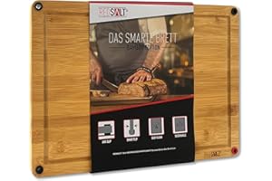 REDSALT® Grande planche à découper en bambou|36x26x2,5cm|Utilisable des deux côtés|Antidérapante|Rainure profonde|Planche en bois de qualité supérieure pour la cuisine et le barbecue|Cadeau durable