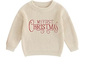 HodJIU Baby Boys Girls Christmas Jumpers Long Sleeved Knitted Sweater Top Shirts Newborn My First Christmas Outfits Winter Knitwear Pullover