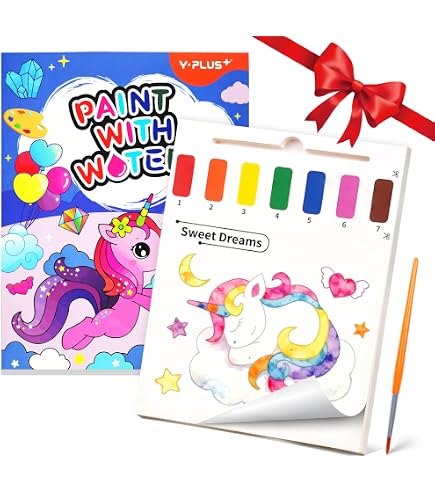 Kit Coloriage Aquarelle 32 Pages Pour Enfants - 4 Livres Peinture à L'Eau Thèmes Dinosaures Animaux Océan Transport Avec Pinceaux
