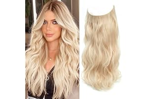 NEXYSHE Secret 20 Inch Bleach Blonde Hair Extensions - Invisible Wire, Synthetic, Natural Wavy