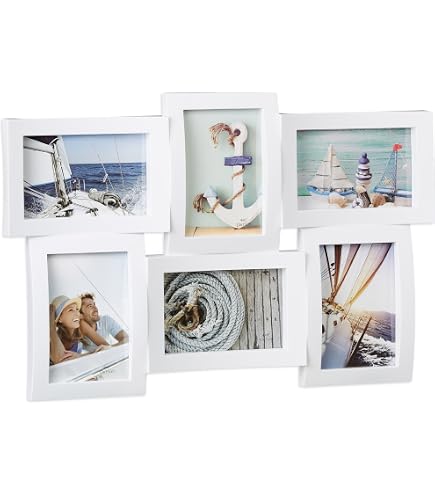 MIJOMA Bilderrahmen-Collage Aus Holz Für 6 Fotos – 2x 13x18 Cm & 4x 9x13 Cm, Faltbar (holzfarben)