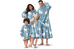 Adisputent Couverture à Manches Sweat à Capuche Surdimensionnée pour Femme Homme, Pull Plaids à Manches en Polaire,Couverture Canape TV Hiver avec Poches Portable,Taille Unique