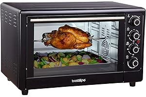 Bastilipo - Horno de sobremesa con convección y rustidor de 50 litros, 2.200W, modelo Milan Black