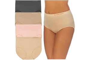 Ellen Tracy Damen Full Brief Seamless Logo Panties Unterhose (4er Pack)