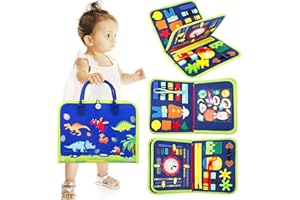 Cooyou Busy Board Montessori pour Enfants, Malette Montessori Portable 1 2 3 4 5 6 Ans, 7-en-1 Busy Board Préscolaire pour Garçons et Filles, Jouet Éducatif Sensoriel, Dinosaure