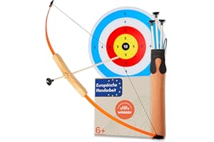 ‎WOODSY Woodsy Pfeil und Bogen Kinder ab 6 Jahren mit 3 Pfeilen mit Saugnapf, Köcher und Zielscheibe | Pfeil und Bogen | Bogenschießen Kinder In- und Outdoor