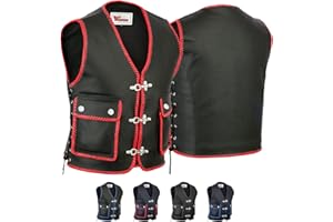 German Wear Leder Motorrad Kutte Karabiner Lederweste Bikerweste Motorradweste geflochten