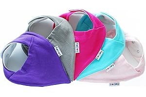 Lovjoy Bandana Dribble Bibs - Super Absorbent & Soft for Teething Babies - Adjustable Snaps - Fits Newborn to 3 years - 5 Pack