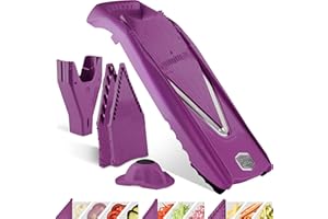 Börner Affettaverdure V5 (Set Iniziale) • Mandolina a V per Fette, Bastoncini & Cubetti di varie dimensioni • Tagliaverdure Regolabile con Lama a V in Acciaio Inox • Colore: Viola