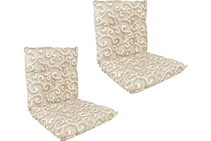 IL GRUPPONE PASSIONE CASA Set Cuscini Sedia con Schienale Imbottiti con Laccetti Banda Elastica per Fissaggio Prodotto Italiano Sedie Poltrone Sdraio Reclinabili Cucina Giardino 40 x 80 Cm - InlayBeige - 2 Pezzi