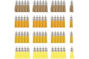 BEEFLYING 60 Pieza Azul de Imitación de Gamuza Borla Colgante Decoraciones Mini Retro Encanto CCB Extremos de Cordón para Bricolaje Pulsera Collar Pendiente Llavero Joyería