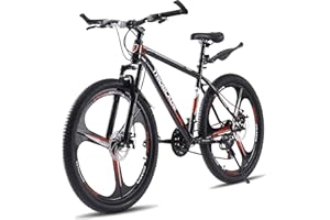 LSLIFE 24 26 27.5 Inch Mountain Bike, 21-Speed Mountain Bicycle Mens Boys Bike Disc Brakes 3/10 Spoke Wheels with Shock Absorber
