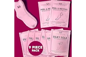 VOGUENOW Foot Mask Spa Gift Pack of 8-2x Foot Peeling Mask + 6x Hydrating Foot Masks With Fuzzy Socks for Dry, Cracked Heels & Calluses- Exfoliating & Moisturizing Booties for Baby Soft Feet - Foot Spa Gift
