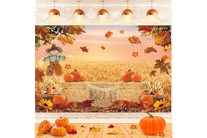 BUTEN Autumn Pumpkin Backdrop Autumn Harvest Maple Hay Photography Background Sunflowers Newborn Baby Shower Banner Party Decorations Photo Backgrounds