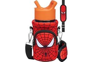 Miss Adola Water Bottle Carrier - with Strap Cartoon Bags Holder for Kids Boys Girls Cute Neoprene Insulated Bottle Bag for 10/12/14/16/18Oz Stainless Steel Glass Bottles Sleeve, Red