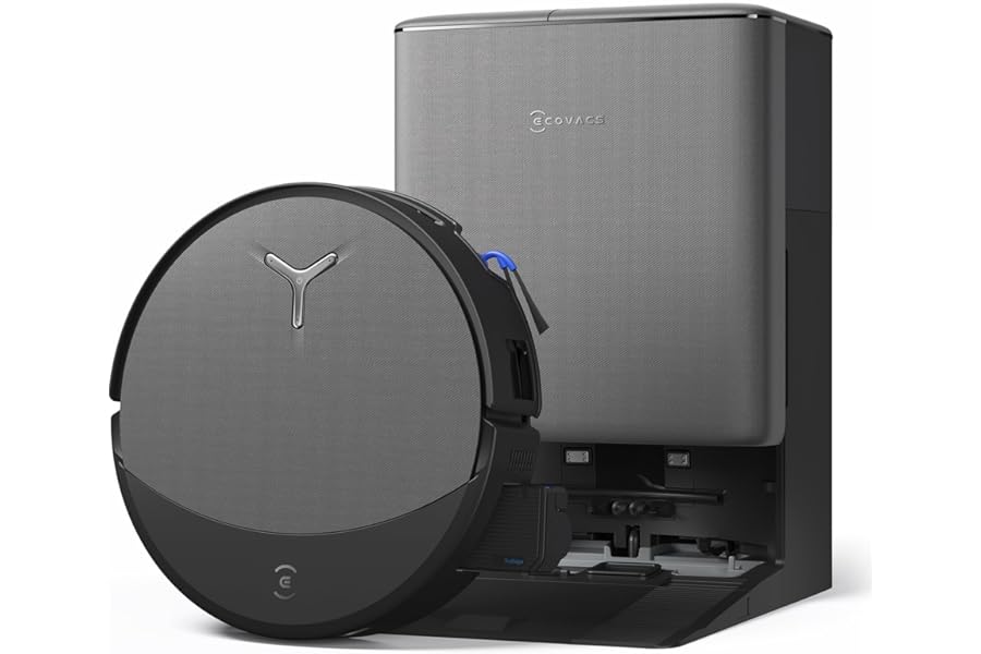 ECOVACS DEEBOT T90 PRO OMNI Robot Vacuum Cleaner, 30,000Pa, PowerBoost Refill, OZMO ROLLER 3.0 with TruEdge 3.0, Automatic Detergent Solution Dispensing, YIKO AI AGENT, Black