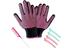 DHWEKU guantes resistentes al calor para peinar el cabello, guantes profesionales a prueba de calor con silicona antideslizante, guantes de protección contra el calor para herramientas para el cabello