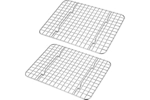 Joyfair Griglia di raffreddamento per torte, in acciaio inox, set da 2 pezzi, griglia rettangolare per cuocere, raffreddare, arrostire, grigliare, 24,8 cm x 19 cm x 2 cm, sana e antiruggine e