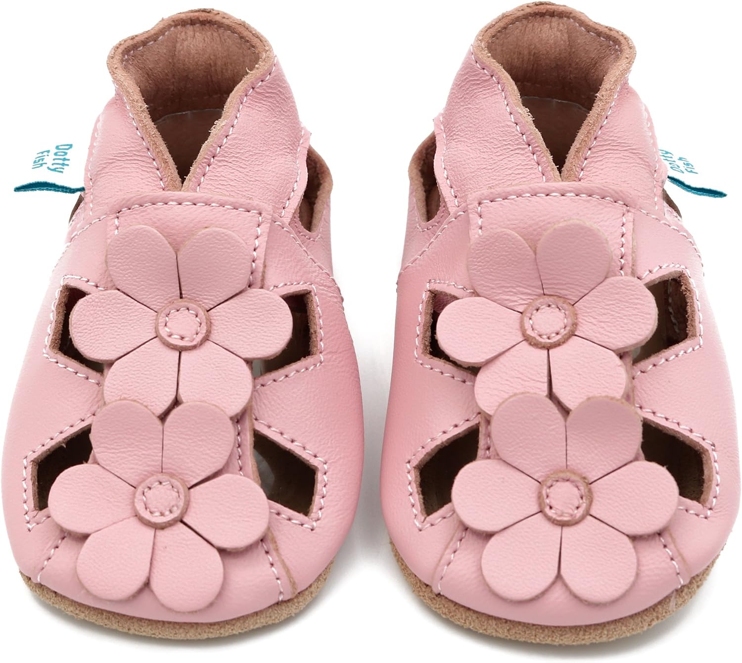 Dotty Fish Soft Sole Leather Sandals for Babies & Kids – Barefoot Feel, Non-Slip Sole, Breathable, Lightweight & Flexible Summer Shoes for Boys & Girls - British Brand - 0-6 Months - 4-5 Years